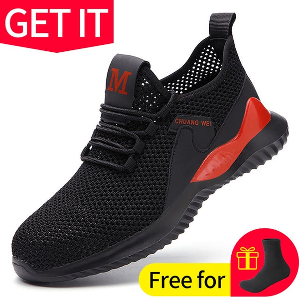 Work Safety Shoes Anti-Smashing Steel Toe Puncture Proof Construction Lightweight Breathable Sneakers Boots Men Women Air Light