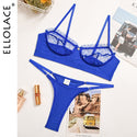 Ellolace Ruffle Lace Lingerie Set Sexy Women's Underwear Transparent Bra Party Sets Lace Black Lingerie Bra Set Underwear Set