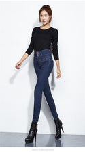 New High Waist Velvet Thick Jeans Female Winter Skinny Stretch Warm Jeans Pants Mom Black Denim Trousers With Fleece Pants P125