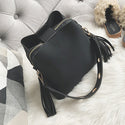 2020 New Fashion Scrub Women Bucket Bag Vintage Tassel Messenger Bag High Quality Retro Shoulder Bag Simple Crossbody Bag Tote