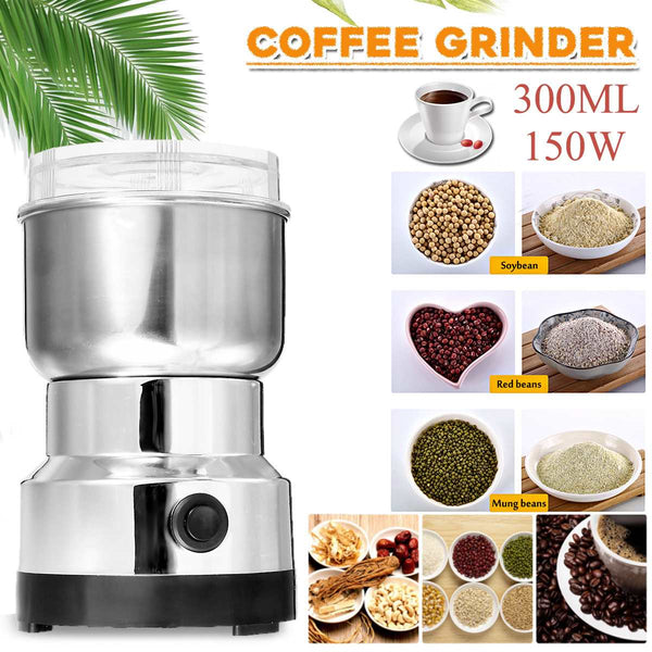 Becornce 150W 220V Stainless Steel Electric Coffee Bean Grinder 300ml Blenders For Home Kitchen Office Portable Home Office Use
