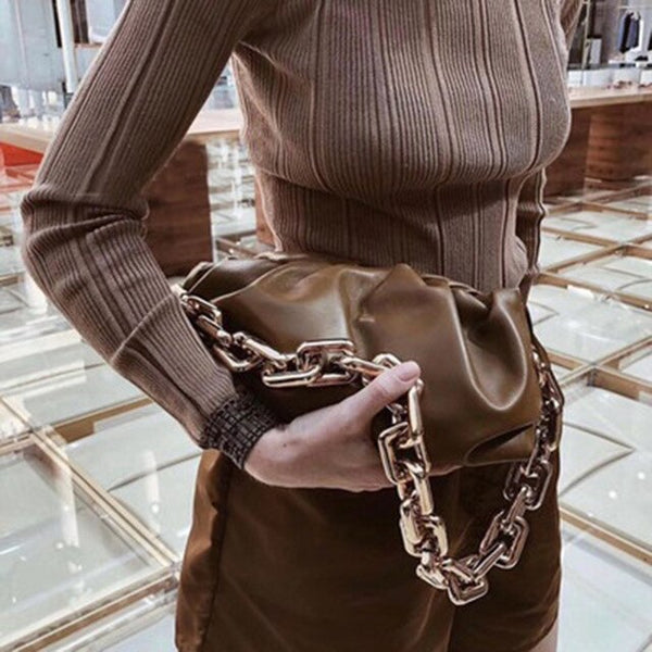 CHICEVER Korean Patchwork Metal Chain Women's Bag Ruched Casual Handbag Clothing Accessories Bags Female 2020 Summer Fashion New
