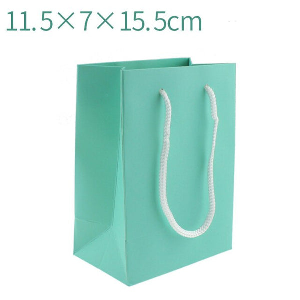 (500 pieces/lot)  Customized Logo Christmas Promotion Gift Bag Small Size Wedding Birthday Party Light Blue Paper Bags GB02W