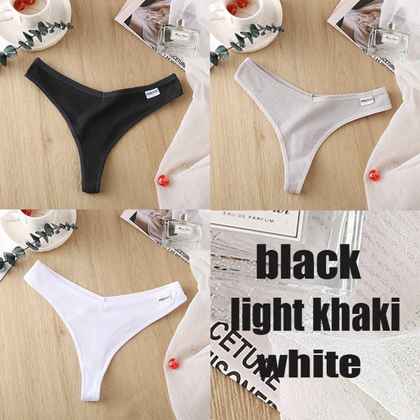 3PCS/Set Women's Panties G-string Thong Cotton Underwear Sexy Panties Female Underpants 6 Solid Color Pantys Intimates Lingerie