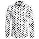 Black White Polka Dot Shirt Men Chemise Homme Casual Button Up Mens Dress Shirts Garden Point Camisas Masculina USA Size XS-XXL