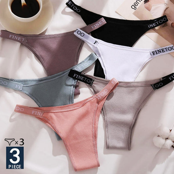 3PCS/Set Cotton Panties Briefs Women Underpants Female Sexy Panties Thong Women's Pantys Underwear Solid Color Intimate Lingerie