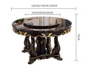 European-style all-solid wood dining table and chair combination luxury marble dining table big round villa household dining tab