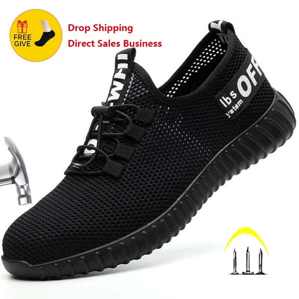 2020 New Safety Shoes For Men Summer Breathable Work Shoes Lightweight Anti-smashing Shoes Male Construction Work Mesh Sneakers