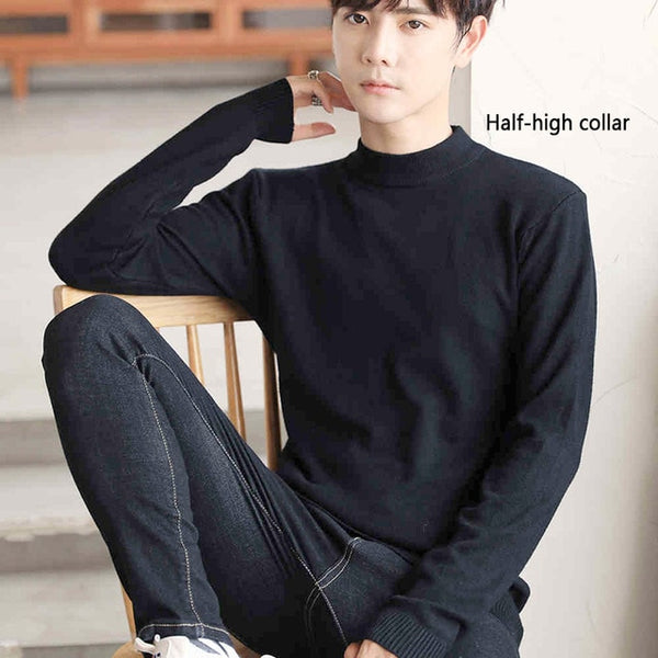 2019 Winter New Men's Turtleneck Sweaters Black Sexy Brand Knitted Pullovers Men Solid Color Casual Male Sweater Autumn Knitwear