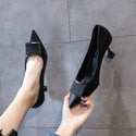 High Heels Women 2020 New Spring Pointed Shallow Mouth Stiletto Square Buckle French Girl Black Work Shoes Single Shoes Women