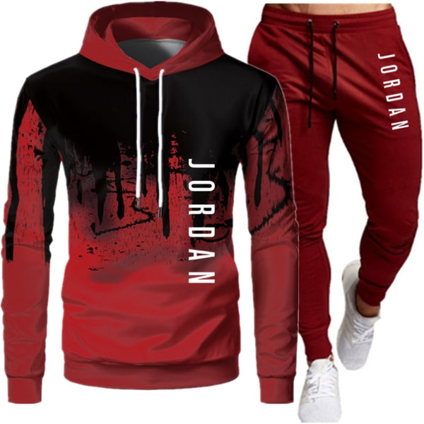 Casual Men Sets Clothing Fashion Tracksuit Casual Sportsuit Hoodies Sportswear Hooded Sweatshirt+Pant Pullover two piece Set