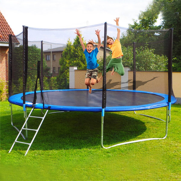 12 Ft Kids Trampoline Set With Enclosure Net Jumping Mat And Spring Cover Padding Outdoor Garden Sport Trampoline Toys Game