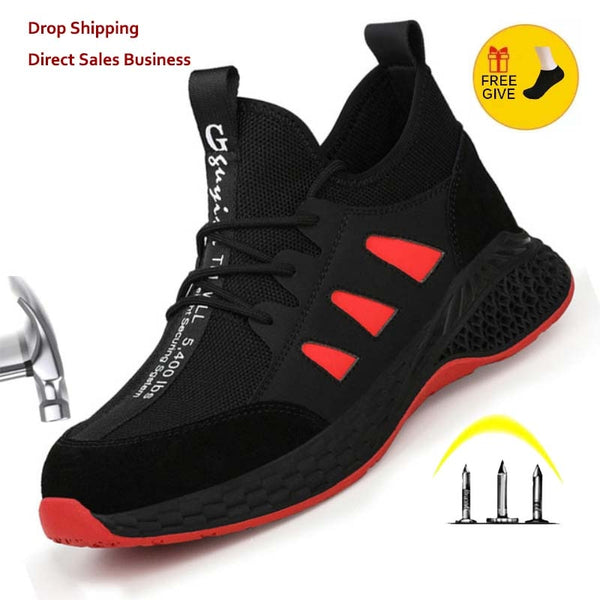 Work Safety Boots Men Shoes Sneakers Breathable Anti-Smashing Lightweight Work Boots Indestructible Sneakers With Steel Toe Cap