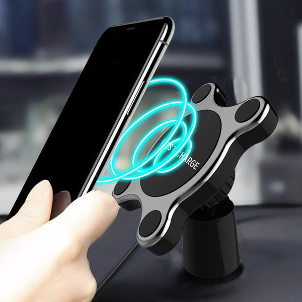 Car Qi Wireless Charger 360 Degree For iPhone XR XS X 8 8Plus Fast Wirless Charging Magnetic Car Charger For Samsung Galaxy S9