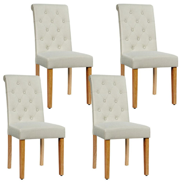 Set of 4 Tufted Dining Chair Parsons Upholstered Fabric Chair with Wooden Legs