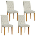Set of 4 Tufted Dining Chair Parsons Upholstered Fabric Chair with Wooden Legs