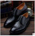 ourui true  Ostrich leather  business   male  Leather men dress shoes  manual  Men's shoes male shoes