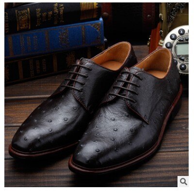 ourui true  Ostrich leather  business   male  Leather men dress shoes  manual  Men's shoes male shoes