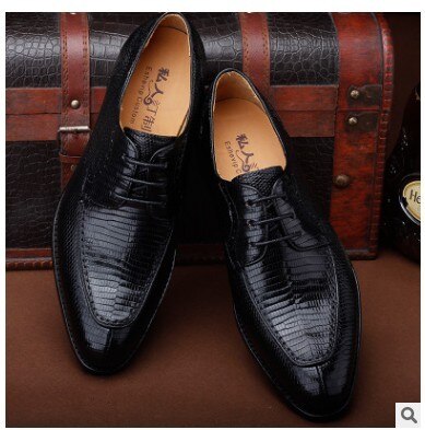 ourui New genuine lizard skin men's business  men handmade leather shoes men dress shoes