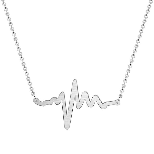 EKG Heartbeat Necklace Stainless Steel Nurse Doctor Jewelry Women Clavicle Medical Stethoscope Heart Beat Wave Pendant Necklaces