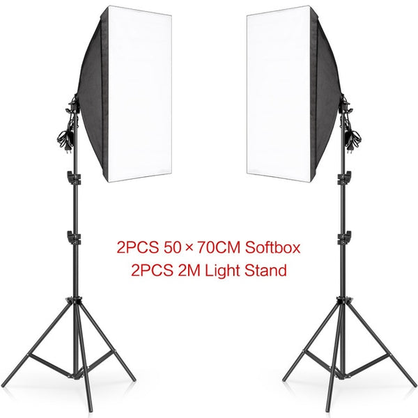 Photography 50x70CM Softbox Lighting Kits Professional Light System With E27 Photographic Bulbs Photo Studio Equipment