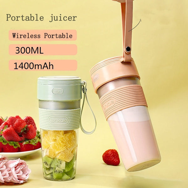 300ml Mini Portable Juicer Electric Fruit USB Rechargeable Smoothie Maker Smoothie Blender Machine Food Bottle Juicing Cup