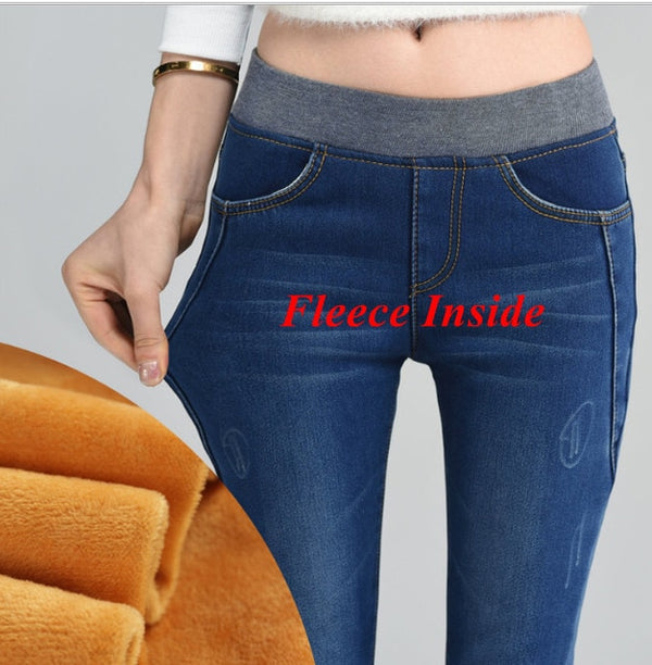 Women Casual Jeans High Waist Elastic Waist Pencil Pants Fashion Denim Trousers Plus Size 5XL 6XL  Mom Jeans ouc549
