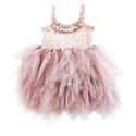 Vestido Girl Princess Tutu Dress Heavy Work Beaded 2019 Summer Feather Pleated Toddler Clothes Baby 1-7 Yrs GDR612