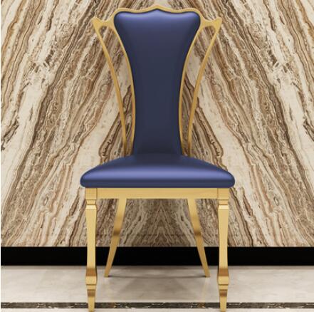 Light luxury gold harbor style stainless steel dining chair simple modern fashion net red hotel household personalized designer