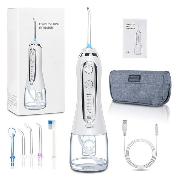 Oral Irrigator 5 Modes Portable 300ml Dental Water Flosser Jet USB Rechargeable Irrigator Dental Water Floss Tips Teeth Cleaner