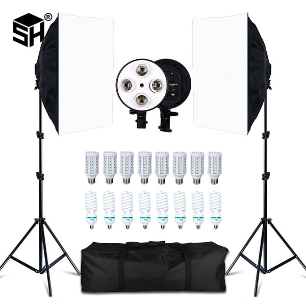 Photo Studio 8 LED 20W Softbox Kit Photographic Lighting Kit Camera & Photo Accessories 2 Light Stand 2 Softbox for Camera Photo