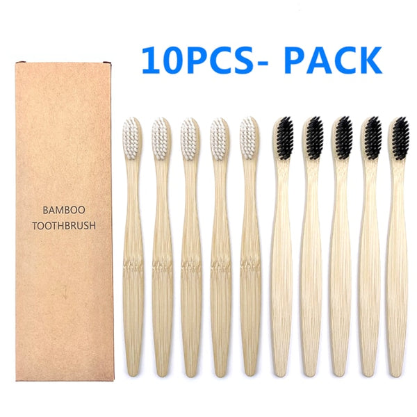 10PCS Colorful Natural Bamboo Toothbrush Set Soft Bristle Charcoal Teeth Whitening Bamboo Toothbrushes Soft Dental Oral Care