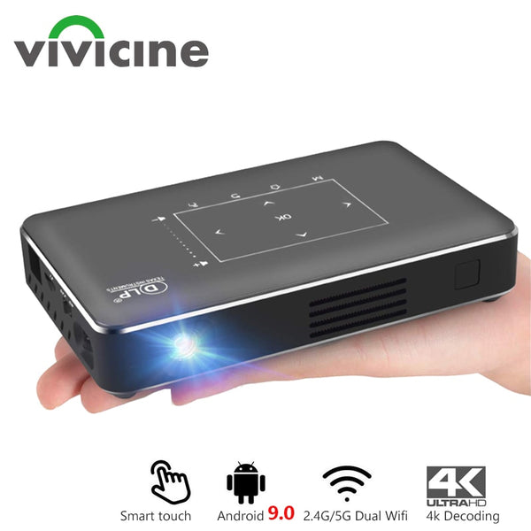 Vivicine New Upgraded P10 Android 9.0 Smart 3D 4K Mini Projector,Pocket Wifi LED Video Game Projetor Beamer