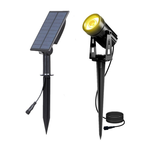 T-SUNRISE Solar Powered Spotlight 2 Warm White Lights Solar Panel Outdoor Lighting Landscape Yard Garden Tree Separately Lamp