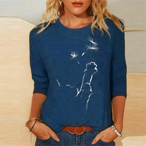 Women Clothes Spring Autumn Casual Pullovers Women's Clothing Funny Cute Cat 3D Print Long Sleeve T-Shirts Ladies Fashion Tops