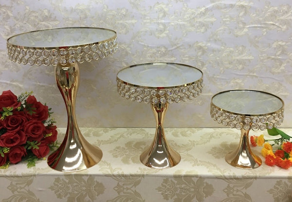 2019 Wedding cake decorating holder wedding table centerpieces cupcake stand gold mirror crystal cake pan display