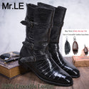 Crocodile Boots Men Dress 100% Genuine Leather Brand Party Wedding Luxury Men's Oxford Casual Formal Alligator High Heel Shoes