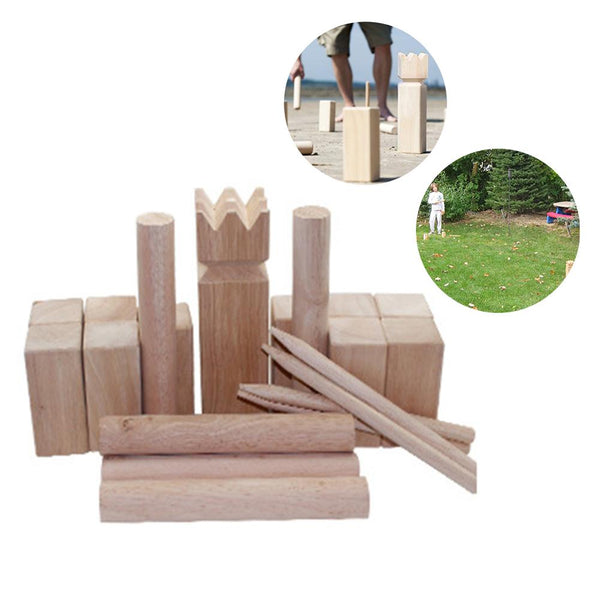 1 Set Wooden Lawn Leisure Game Toys for KUBB Outdoor Sports Game Toy Set King and Soldier Lawn Toys Recreation