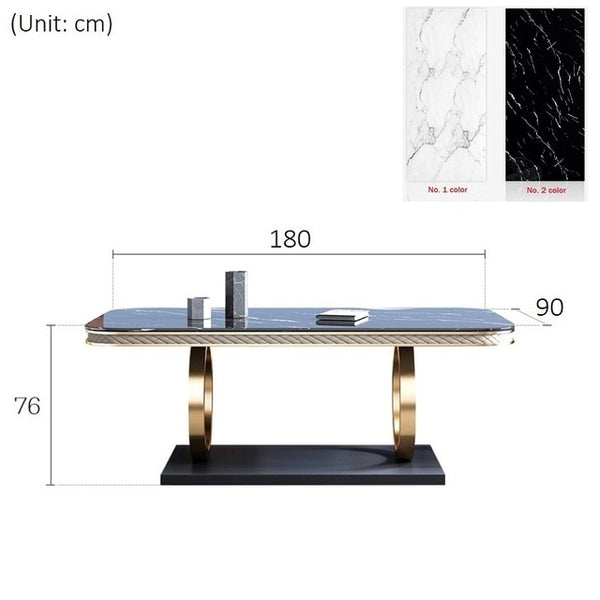 Italian Stainless Steel Wedding Dinning Tables Sets Luxury 6 chairs Modern Marble Dining Table Set