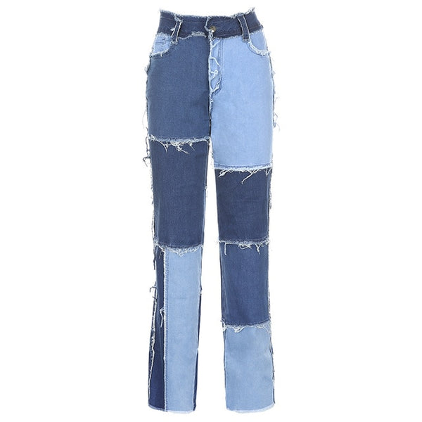 Patchwork Straight Women's jeans Baggy Vintage High Waist Boyfriends Mom y2k Denim Distressed Streetwear 2020 Female  Iamhotty