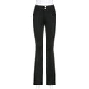 ALLNeon Indie Aesthetics Slim Low Waist Flare Pants E-girl Vintage Pockets Solid Y2K Pants Autumn 90s Fashion Black Trousers
