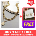 17KM Vintage Multi-layer Coin Chain Choker Necklace For Women Gold Silver Color Fashion Portrait Chunky Chain Necklaces Jewelry