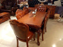 high quality  European modern leather chair dining table set 6 chairs 1085
