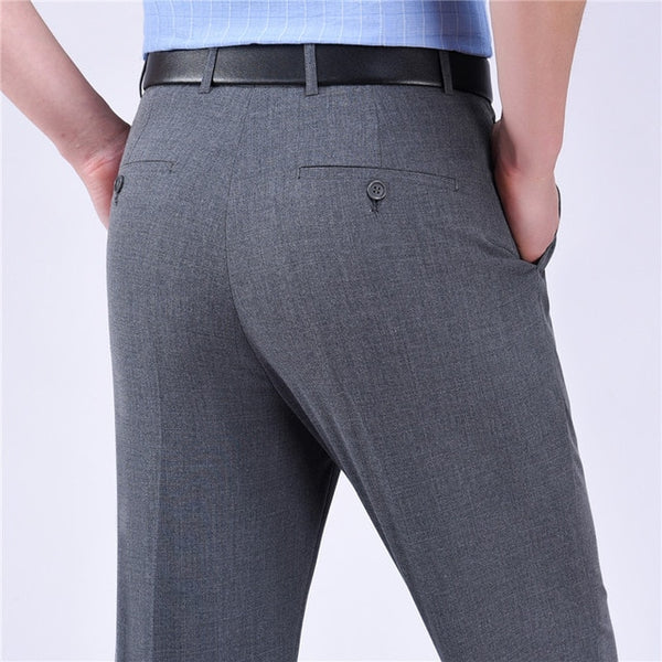 Summer Business Thin Suit Pants For Men Size 29-56 Spring Autumn Male Formal Solid Silk Long Dress Pants Baggy Office Trousers