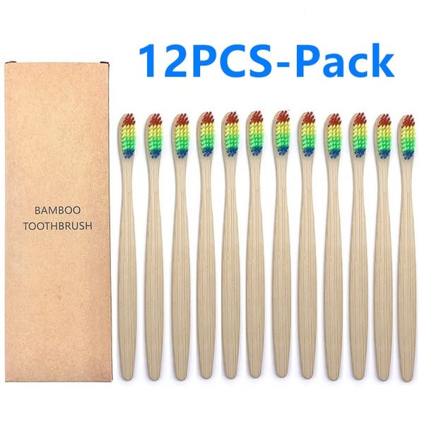 10/12PCS Colorful Toothbrush Natural Bamboo Tooth brush Set Soft Bristle Charcoal Teeth Eco Bamboo Toothbrushes Dental Oral Care