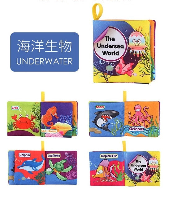 Soft Cloth Books Rustle Sound Infant Books Baby Books Quiet Books Educational Stroller Rattle Toys for Newborn Baby 0-12 month