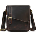 Men's Vintage Genuine Leather iPad Messenger Bag Thick Cow Leather Shoulder Bag Small Casual Crossbody Bag Cowhide Briefcase