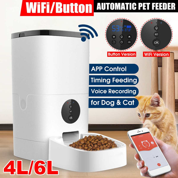 [Video/WiFi/Button Version] 4L/6L Automatic Pet Feeder Smart Cat Dog Food Dispenser Remote Control APP Timer