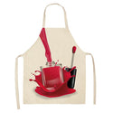 Lipstick Perfume Sexy Printed Linen Black Kitchen Apron Woman Work Dress Colorful Geometry Custom Cooking Baking Accessories