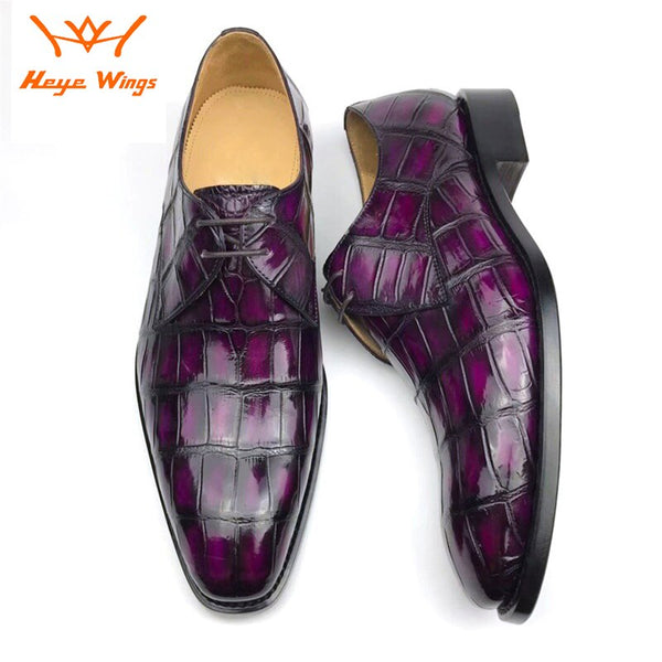 Goodyear welted bespoke handmade dress shoes real crocodile skin high end men's businese shoes